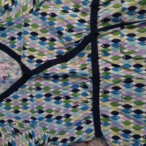 Colorful Geometric Patterned Top Woman Work Scrubs Tops By Koi Size Small